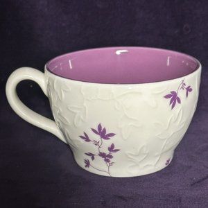 Starbucks 9 Fl Oz 2006 White Coffee / Tea Mug Cup with Purple Flowers